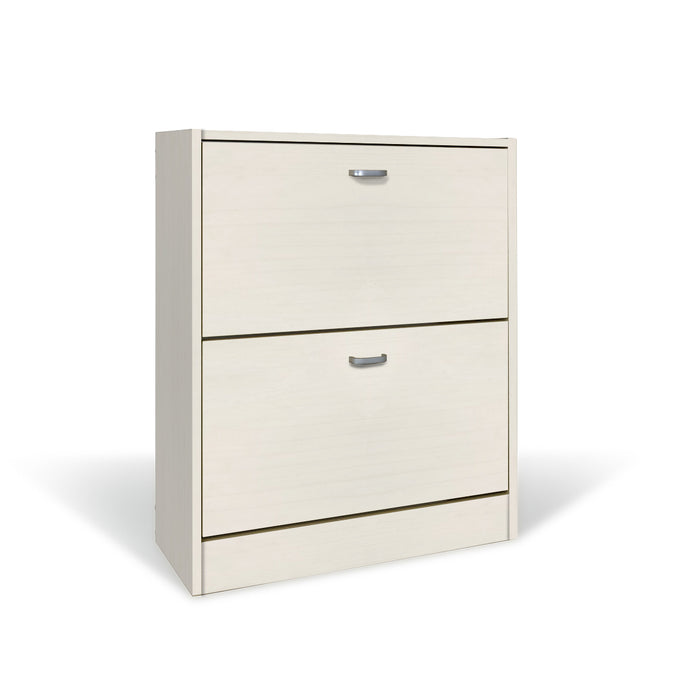 Scarpiera in Legno 2 Ante colore Bianco Nordico Mobiletto 12 Paia 63x24x80H cm