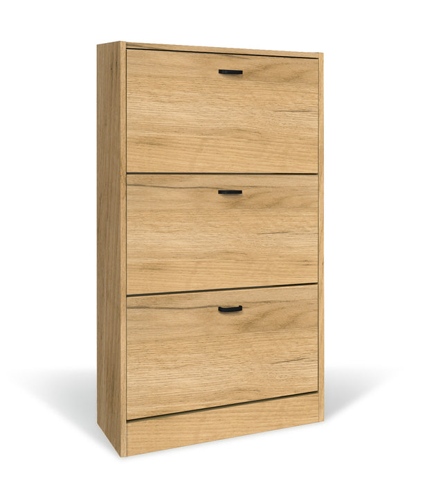 Scarpiera in Legno 3 Ante colore ROVERE Nodato Mobiletto 18 Paia 63x24x115H cm