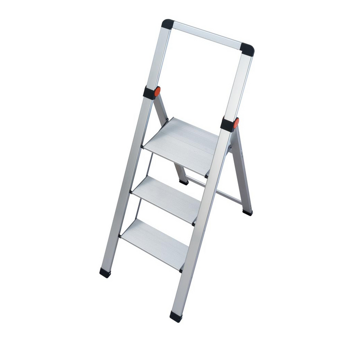 Sgabello Scala Salvaspazio in Alluminio con Gradini Antiscivolo Leggero e Sottile Portata 150 kg