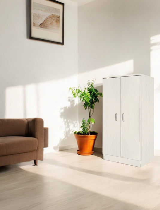 Mobile Armadio Multiuso in Legno 2 Ante 6 Ripiani colore Bianco Nordico 55x36x108H cm