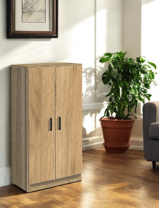 Mobile Armadio Multiuso in Legno 2 Ante 6 Ripiani colore Rovere Nodato 55x36x108H cm