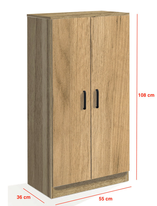 Mobile Armadio Multiuso in Legno 2 Ante 6 Ripiani colore Rovere Nodato 55x36x108H cm