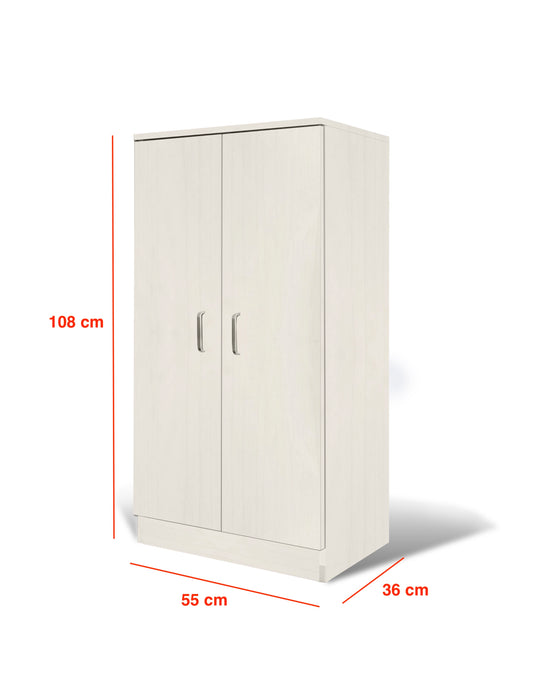 Mobile Armadio Multiuso in Legno 2 Ante 6 Ripiani colore Bianco Nordico 55x36x108H cm