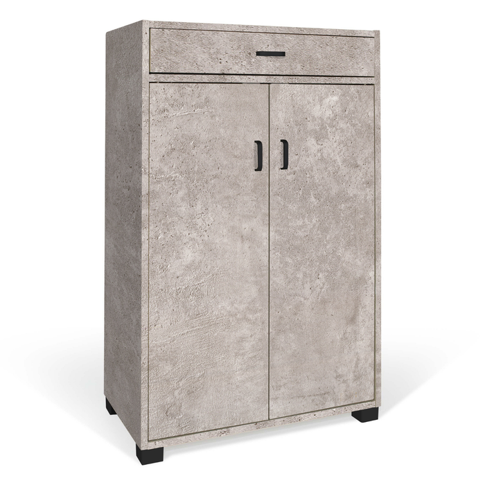 Scarpiera 4 ripiani, 2 ante, 1 cassetto in Legno melaminico 63x33x95H cm con Ripiani inclinati