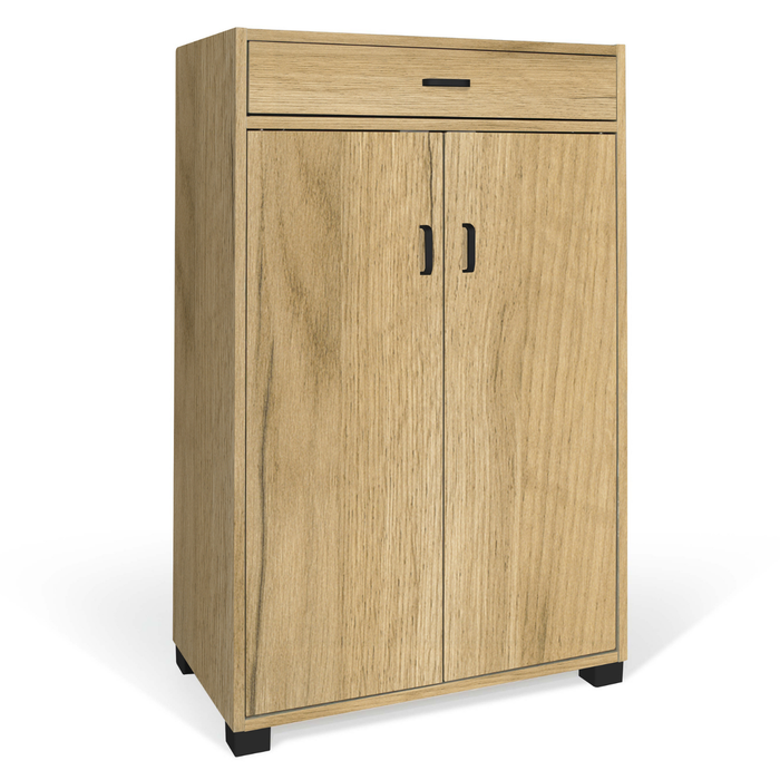 Scarpiera 4 ripiani, 2 ante, 1 cassetto in Legno melaminico 63x33x95H cm con Ripiani inclinati
