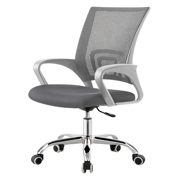 Sedia Ufficio Ergonomica con Schienale in Rete Traspirante, Seduta Imbottita in Tessuto Altezza Regolabile Base Cromata