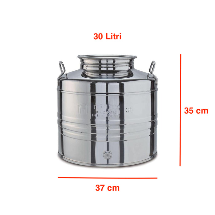 Contenitore Bidone Fusto In Acciaio Inox per Olio 15/30/50 Litri con Rubinetto Incluso