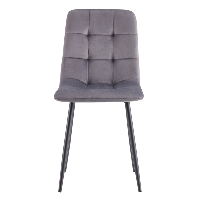 Set 4 Sedie da pranzo imbottite in Velluto, gambe in metallo 44x54x87 cm Schienale trapuntato