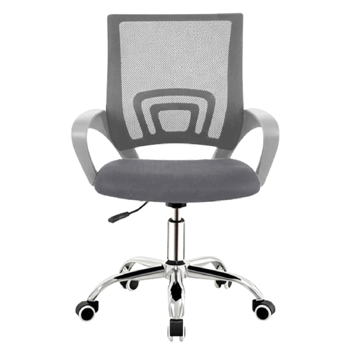 Sedia Ufficio Ergonomica con Schienale in Rete Traspirante, Seduta Imbottita in Tessuto Altezza Regolabile Base Cromata