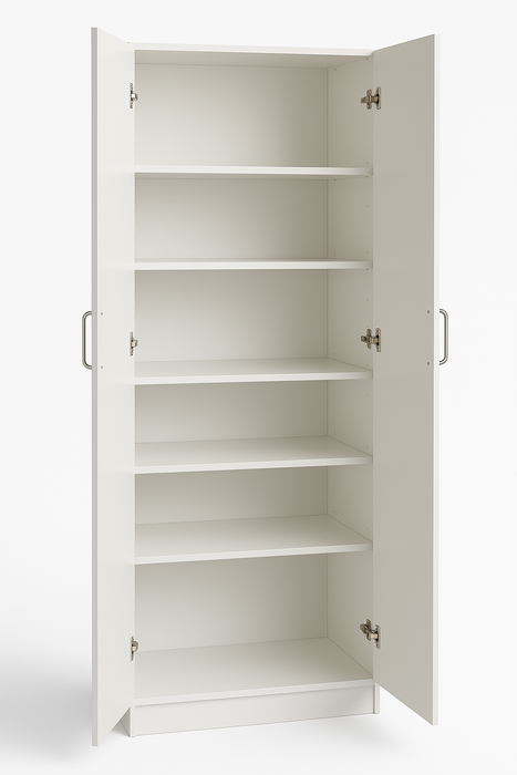 Armadio Multiuso in Legno Melaminico 2 Ante Chiusura Rallentata 5 Ripiani P38xL71x182H cm