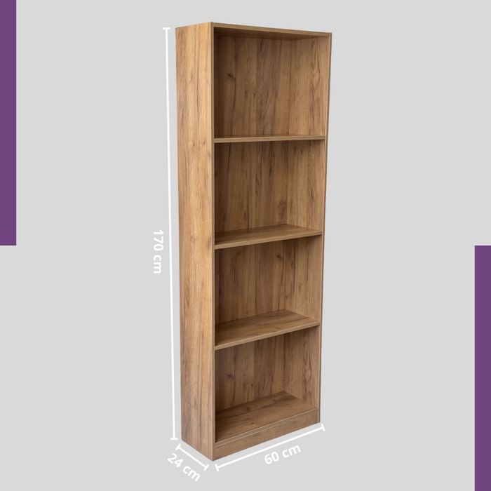 Libreria Scaffale in Legno Melaminico 4 Ripiani Resistente 60x24x170H cm
