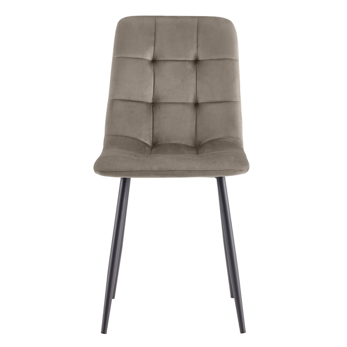 Set 4 Sedie da pranzo imbottite in Velluto, gambe in metallo 44x54x87 cm Schienale trapuntato