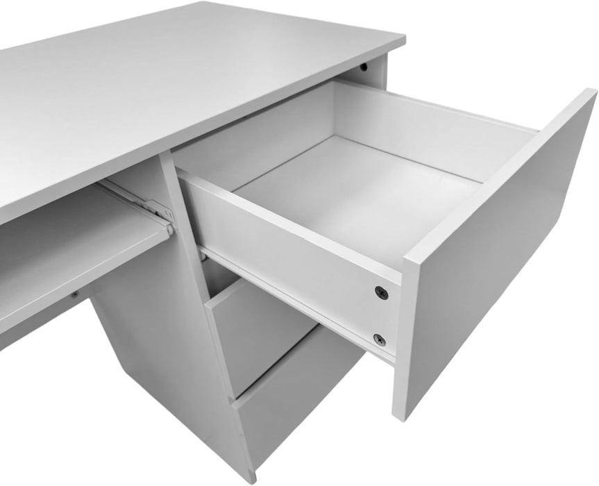 Scrivania in Legno Melaminico con 3 Cassetti e Vano Porta Tastiera L120xP50x75H cm
