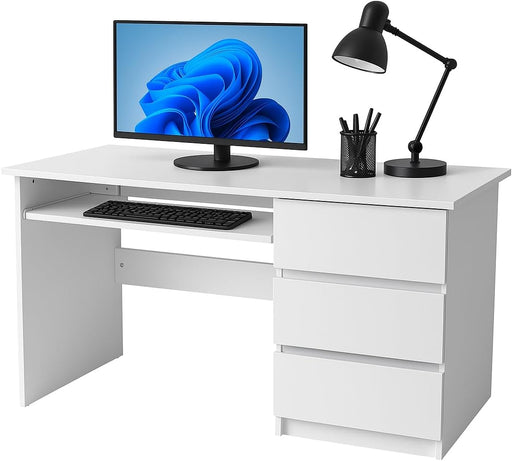 Scrivania in legno con 3 cassetti colore bianco