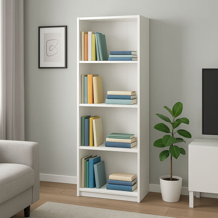 Libreria Scaffale in Legno Melaminico 4 Ripiani Resistente 60x24x170H cm