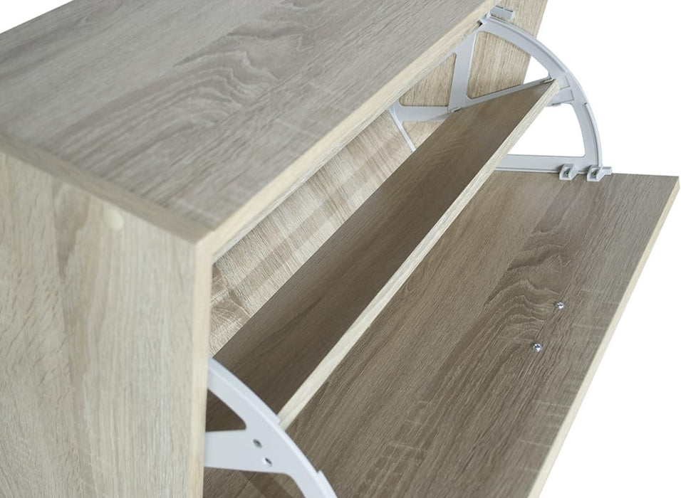 Scarpiera in Legno 3 Ante colore Cemento Mobiletto 18 Paia 63x24x115H cm