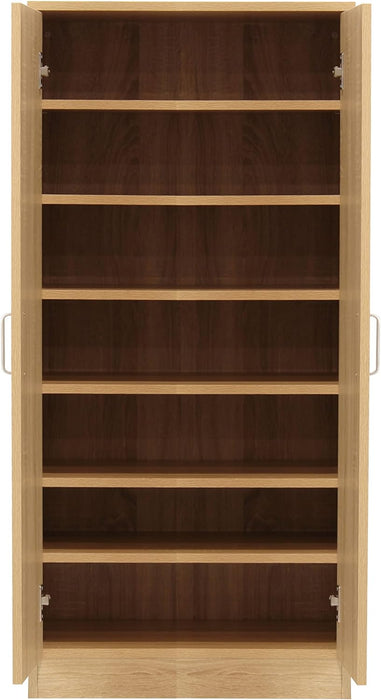 Mobile Armadio Multiuso in Legno 2 Ante 6 Ripiani colore Rovere Nodato 55x36x108H cm