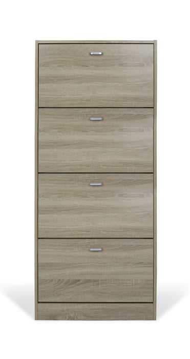Scarpiera in Legno 4 Ante colore ROVERE Mobiletto 24 Paia 63x24x150H cm