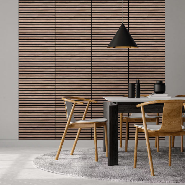 Pannello Fonoassorbente, Doghe in MDF, 60x60 cm, Rivestimento murale Isolamento acustico