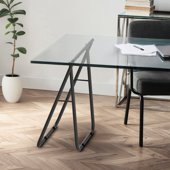 Set 2 Cavalletti pieghevoli salvaspazio 62x75H cm in ferro per Scrivania e Banchi da Lavoro