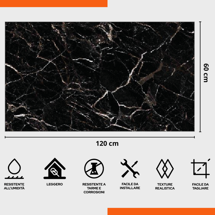 Pannello UV Effetto Marmo 60x120 cm Paraschizzi per Cucina Conf. 4 Pezzi