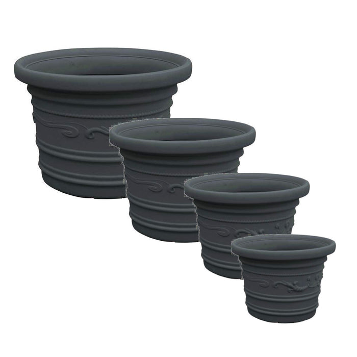 Vaso Festonato Tondo in Resina con Doppio Bordo per Giardini terrazzi Balconi Antiurto