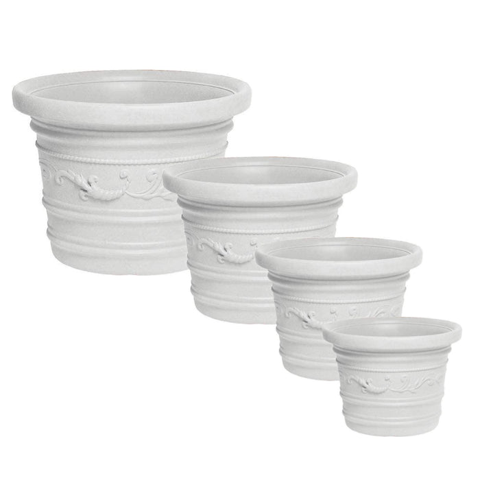 Vaso Festonato Tondo in Resina con Doppio Bordo per Giardini terrazzi Balconi Antiurto