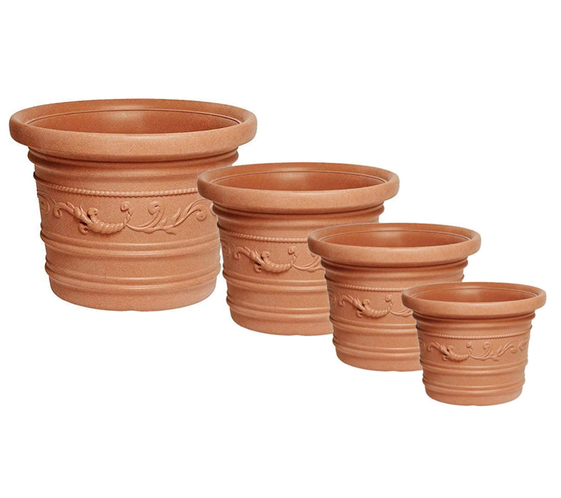 Vaso Festonato Tondo in Resina con Doppio Bordo per Giardini terrazzi Balconi Antiurto