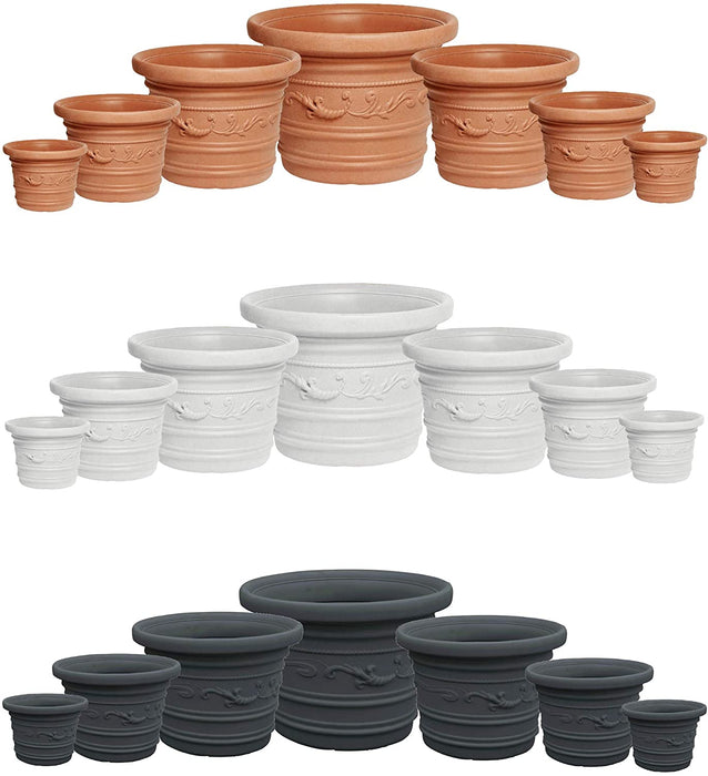 Vaso Festonato Tondo in Resina con Doppio Bordo per Giardini terrazzi Balconi Antiurto