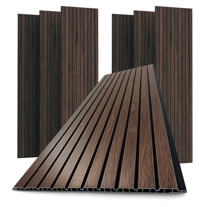 Pannello decorativo in PVC da parete con doghe effetto legno 30x120 cm, conf. 10 pezzi