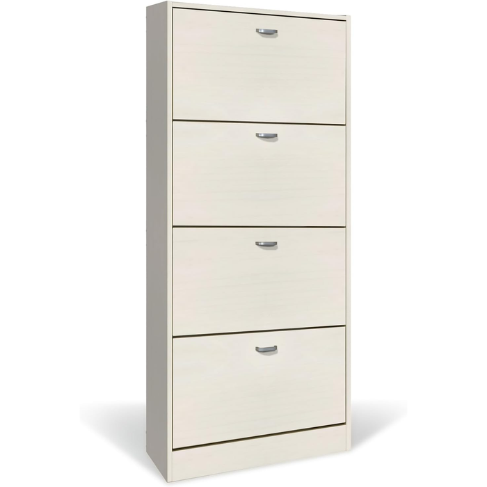Scarpiera in Legno 4 Ante colore Bianco Nordico 24 Paia 63x24x150H cm