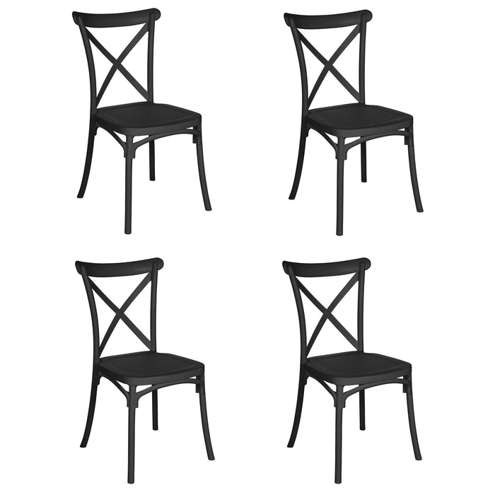 Set 4 Sedie Impilabili Vintage Retrò in polipropilene da Giardino e Cucina