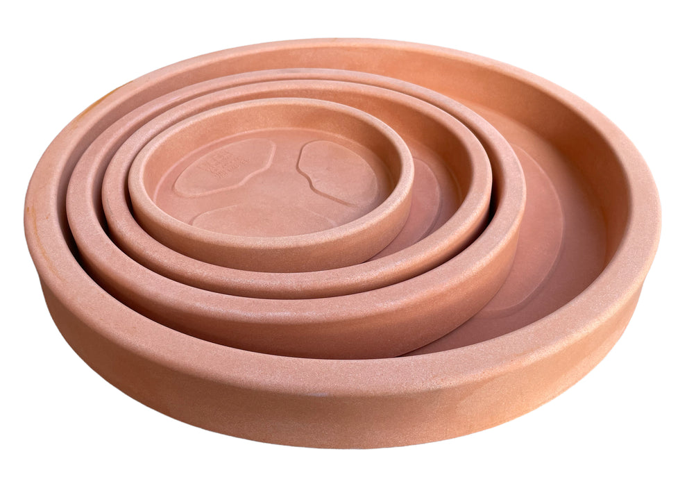 Vaso + Sottovaso in Resina Doppio Bordo Liscio Color Terracotta Impruneta 35, 45, 55, 75 cm