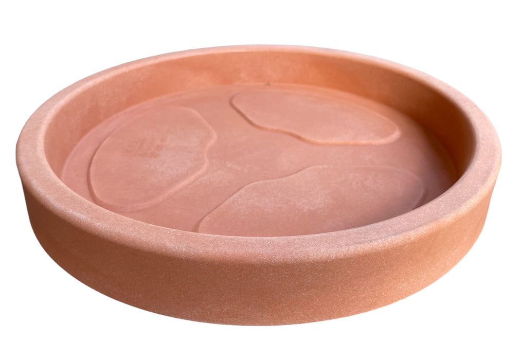 Vaso + Sottovaso in Resina Doppio Bordo Liscio Color Terracotta Impruneta 35, 45, 55, 75 cm