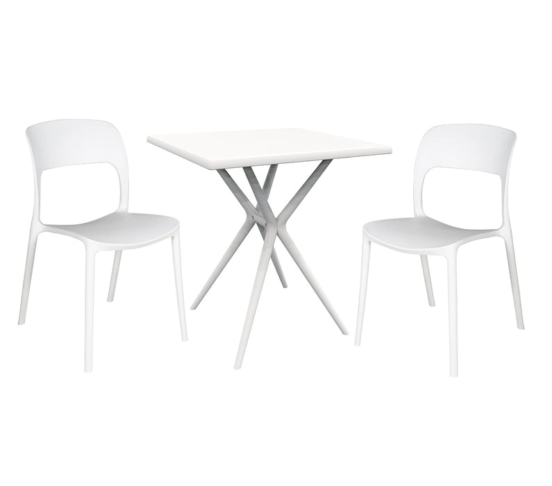 Set Tavolo + 2 Sedie da Giardino in Polistirene da esterno e interno
