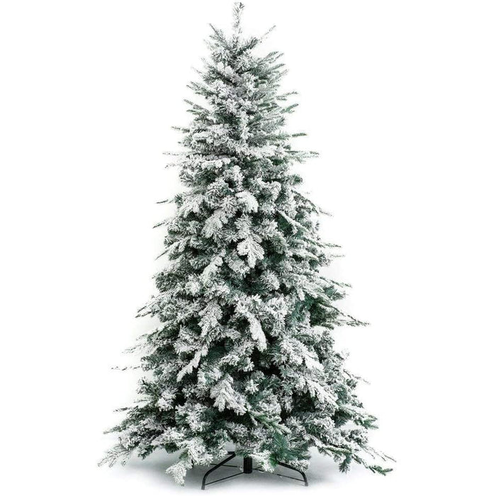 Albero Di Natale Innevato Floccato Real Touch Alaska 180cm Base 124 cm 1366 Rami