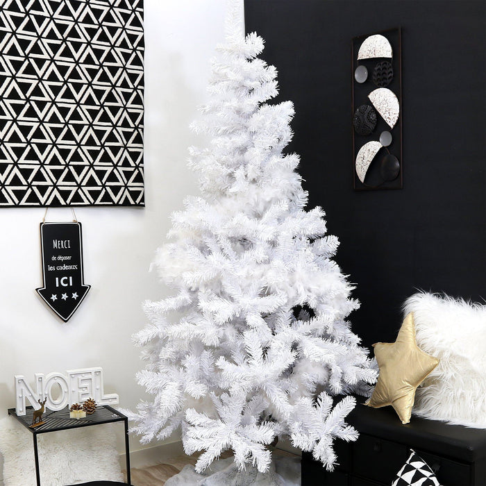 Albero di Natale Bianco Artificiale Mod. ARTIC Rami Fissi Apertura ad Ombrello