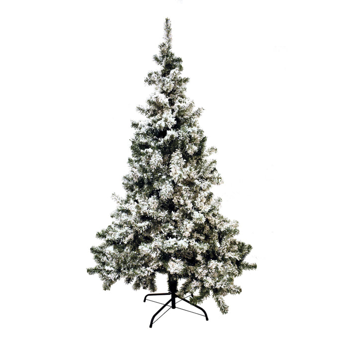 Albero di Natale Innevato Floccato 210cm 750 Rami PVC con Neve apertura ombrello