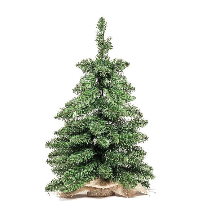 Albero di Natale Alberello Pinetto Verde in PVC ignifugo con Base rivestita in Juta …