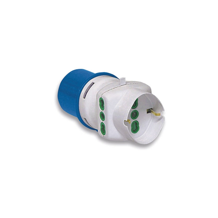 OEM Adattatore industriale spina 2P+T 16A a 2 prese 2P+T 16A bipasso + 1 Bipasso/schuko