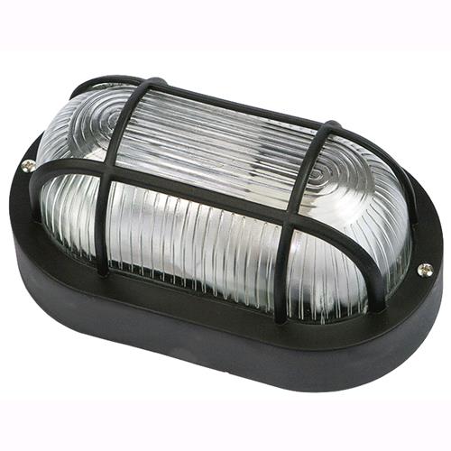 Plafoniera Lampada Ovale Con Griglia Colore Nero Per Esterni Giardino