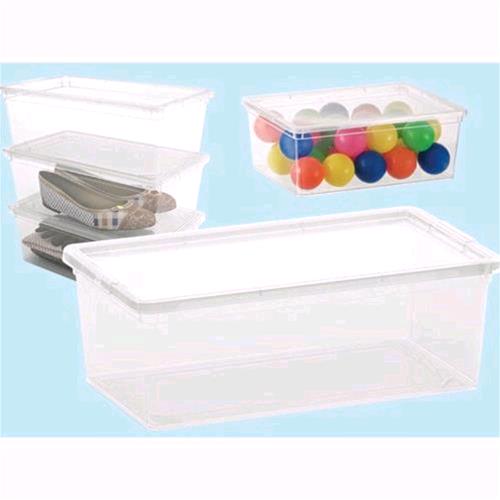 Set 3 contenitori box trasparenti multiuso con coperchio 33x19xh12 cm