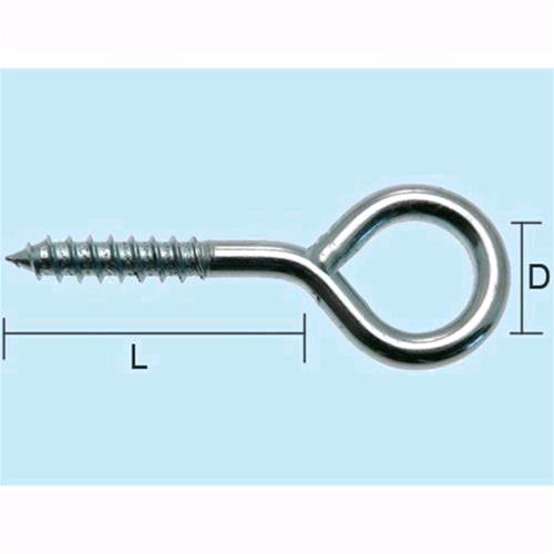 Occhioli a vite 22x120 - Filo Ø 4,86 - L 50 mm. - D 14,5 mm. Conf. 100 pz