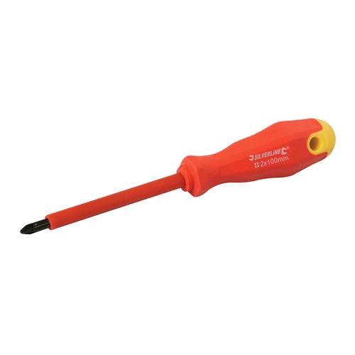 Silverline Cacciavite isolati tipo Phillips con manico in gomma PH2 x 100mm