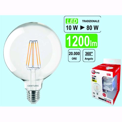 LAMPADINE CENTURY LED FIL. E24 GLOBO 10W 2700K