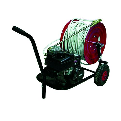 Motopompa Irroratrice  Hp 3 Motore A 4 Tempi. Con Carrello Avvolgitubo, Mt. 100