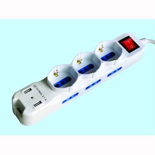 MULTIPRESE BRIXO 9 P.TI C/INTERR.2USB