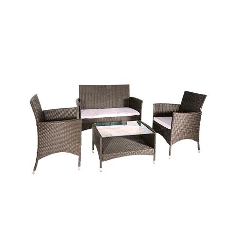 SET GIARDINO IN POLYRATTAN 'MENELAO'  colore marrone/ecru
