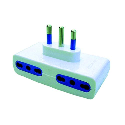 Adattatore  Quadruplo  Spina 2P + T 16A + 4 Prese 16A Bipasso