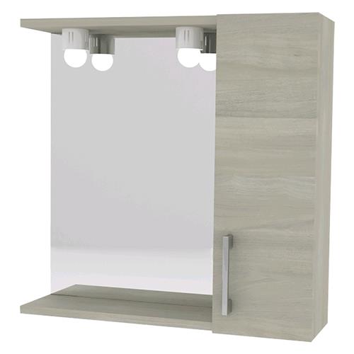 SPECCHIERA DA BAGNO PENSILE SINGOLO 'ELI' cm 58 x 16 x h.57 - rovere grigio